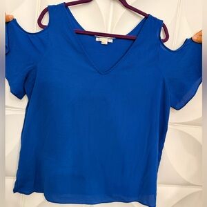 Elegant Blue Cold Shoulder Blouse